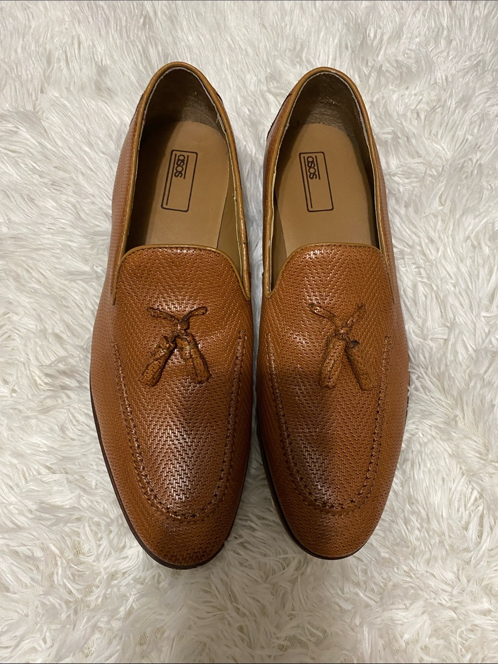 ASOS Brown Leather Tassel Slip-On Loafers